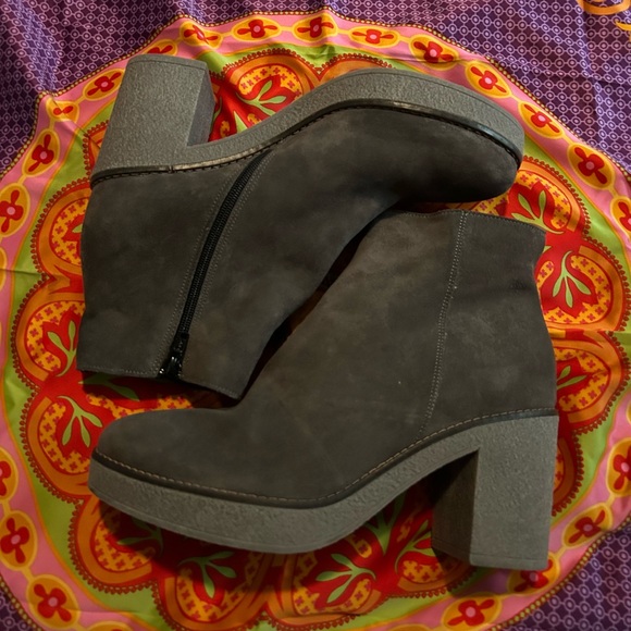 OROSCURO Suede Platform Block Heel Ankle Boots - Picture 1 of 6